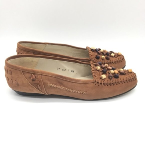 Donald J. Pliner Beaded Loafer Brown Leather 7.5 - Picture 2 of 7